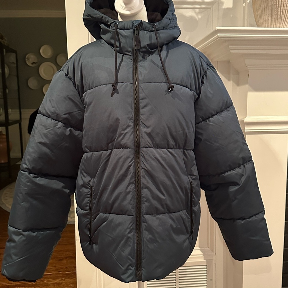 NWT Old Navy Slate Blue Puffer Jacket with Hood